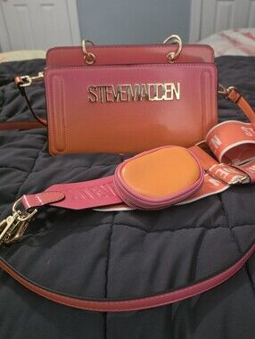 Steve Madden Gradient Orange-Pink Crossbody Bag with Strap Pouch